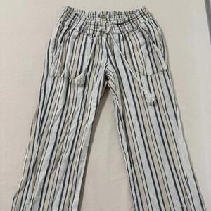 Roxy Woman's Striped Casual Drawstring Pants Medium